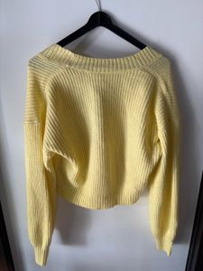 Yellow Knit Cropped Cardigan