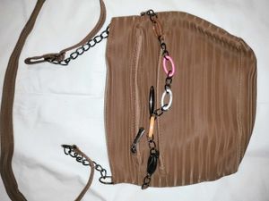 Brown Shoulder Bag with Chain Detail