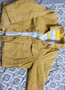 Mustard Shearling-Lined Canvas Jacket