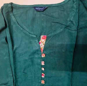 Green Kurti Printed Plazzo Set