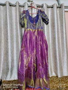 Purple &amp; Gold Anarkali Dress