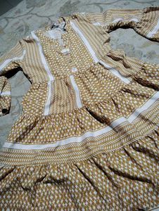 Boho Print Tiered Dress With Frill