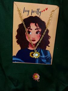 Floral Charm With Chain (6 Colours Available) Per Piece With Chain For Rs 100