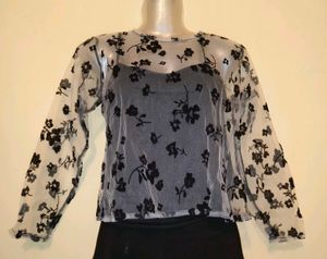 Size Small🎁Buy 2 Get 1 Free 🎁 Floral Sheer Top