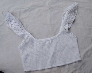White Eyelet Crop Top