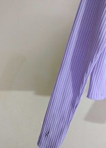 Ribbed V-Neck Long Sleeve Top
