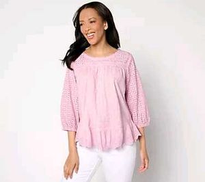 Pink Eyelet Peplum Top