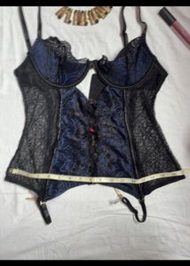 La Senza Black And Blue Lace Corset