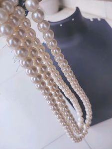 White Fresh Water Pearl Necklace Double Layered