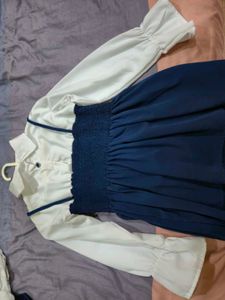 White And Blue Frock Style Top