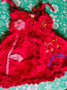 Red Embroidered Baby Dress