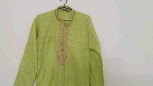 Lime Green Kurta with Embroidery
