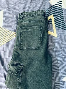 Women Trendy Grey Cargo Jeans