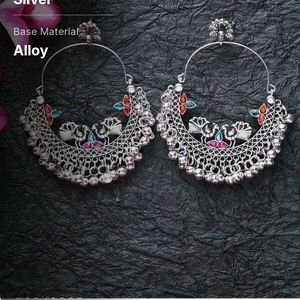 Silver Alloy Peacock Earrings