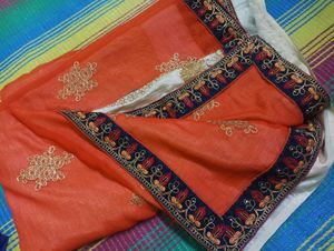 Elegant Orange Saree with Blouse