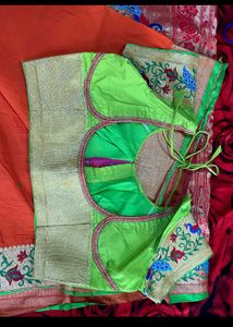 Beautiful Orange Paithani with stiched blouse