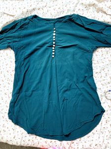 Teal Button-Down Top