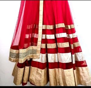 Beautiful Rose Red Multi Colour Lehnga Choli With