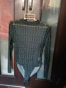 Patterned Long Sleeve Bodysuit - M Size