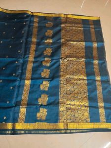 Elegant Blue &amp; Gold Saree