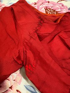 Elegant Red Banarasi Saree (blouse 38in)