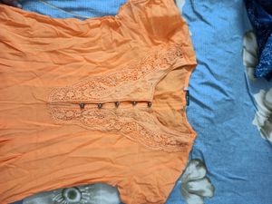 Short Kurti Tunic Orange Colour Small-Medium Size