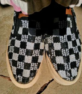 Sequin Checkered Slip-On Sneakers