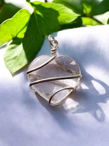 Clear Quartz Crystal Heart Pendant