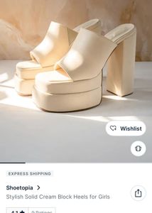 Cream Block Heel Mules Used Once Only