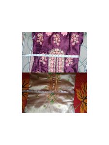 Purple Silky Plazo +Suit Salwar Set