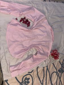White Striped Pink Waist Fitted Shirt-BRAND NEW