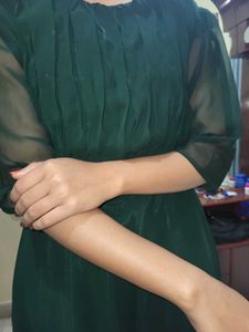 Elegant  Dark Green Maxi Dress xl gown Georgette