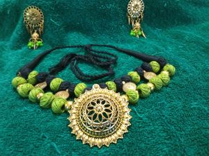 Gold Oxidised Neckpiece Set
