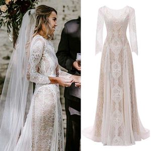 Boho embellish Elegant Lace Wedding Gown