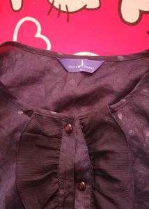 New Cute Navy polka dot  Ruffle Top