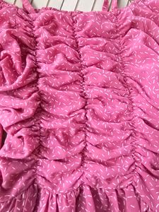 Pink Polka Dot Ruched Top