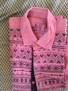 Purple Geometric Print Button-Down Shirt