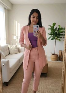 Chic Peach High-Waist Trousers
