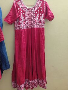 Beautiful Red And White Combination Kurti