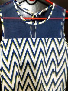 Chevron Print Sleeveless Dress, Size -S