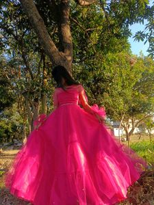 Hot Pink Bow princess gown With Hand Cuffs