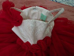 Red White Party Dress With Matching Shoes