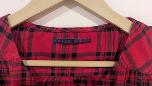 Plaid Cold Shoulder Top