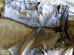 Acid Wash Denim Cargo Shorts