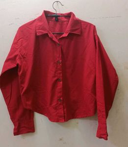 Red Button-Up Crop Top