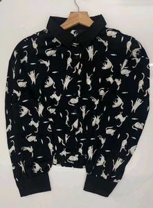 Cat Print Long Sleeve Shirt