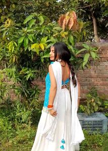Backless Embodari Blue Kurti