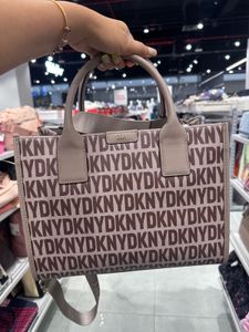 DKNY Typography Printed Leather Bag