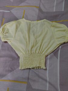 Yellow Ruched Crop Top