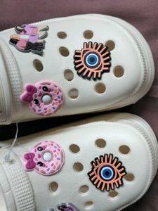 Customized White Crocs with Charms